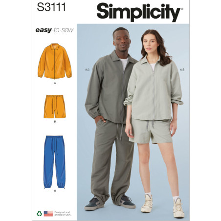 Fritidstøj Ham og hende Simplicity snitmønster S3111