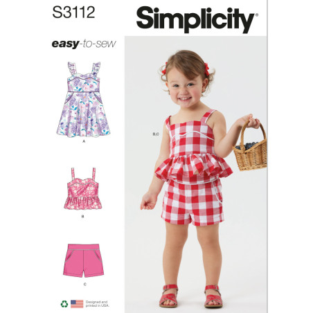 Sommertøj til småpigerne Simplicity snitmønster S3112