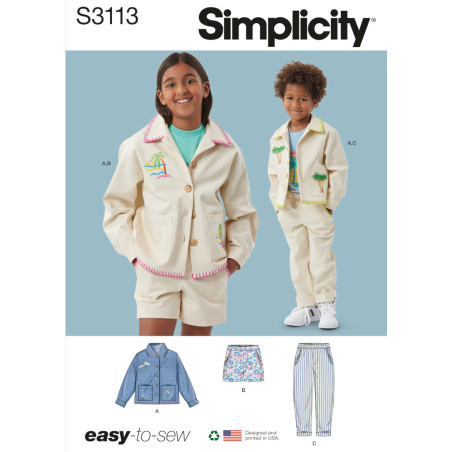 Børnetøj Dreng og pige Simplicity snitmønster S3113