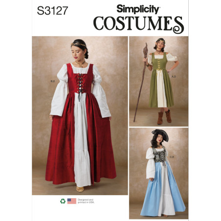 Voksen kostume dame Simplicity snitmønster S3127
