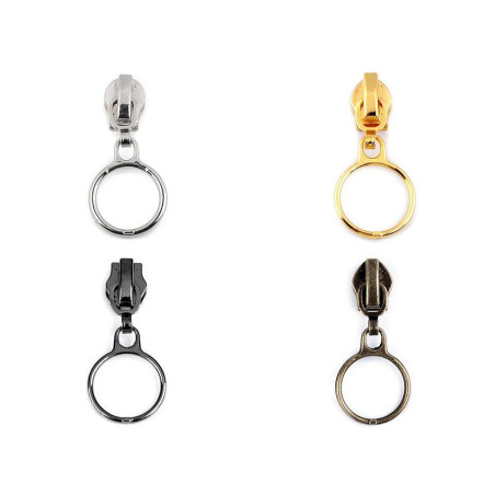 Glider med ring passer til 6,5 mm regnbuelynlås og YKK 6mm lynlås i metermål