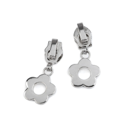 6mm Glider med sølv Blomst til YKK og Regnbue lynlås