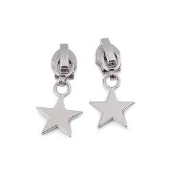 6mm Glider med sølv stjerne til YKK og Regnbue lynlås