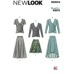 New Look N6804 symønster – Strikkede toppe og nederdele Str. S-XL