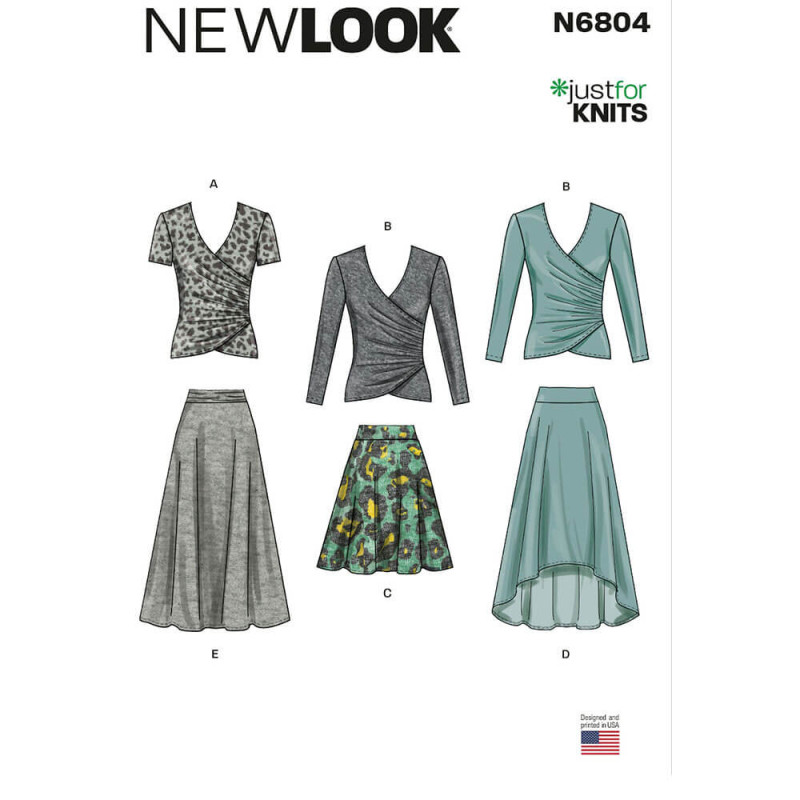 New Look N6804 symønster – Strikkede toppe og nederdele Str. S-XL