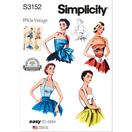 1950ér vintage Halterneck Top symønster