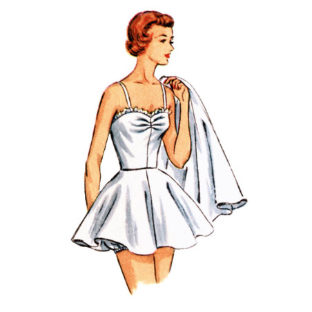 1950ér vintage badedragt og nederdel symønster