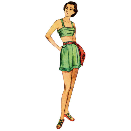 1940ér vintage Bh-top jakke og shorts symønster