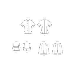 1940ér vintage Bh-top jakke og shorts symønster