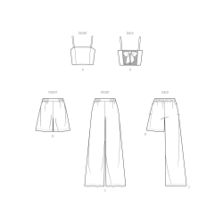 Top lange bukser og shorts pigetøj symønster S3149