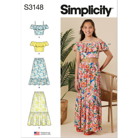 2-delt sæt top og nederdel symønster S3148