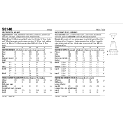 2-delt sæt top og nederdel symønster S3148