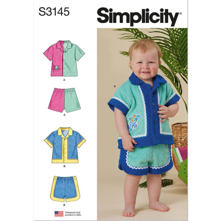 Babytøj skjorte og shorts symønster S3145