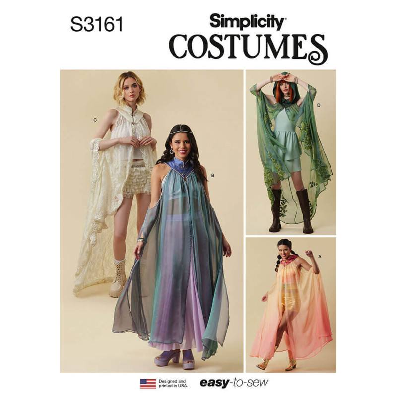 Transparente kapper kostume snitmønster Simplicity S3161