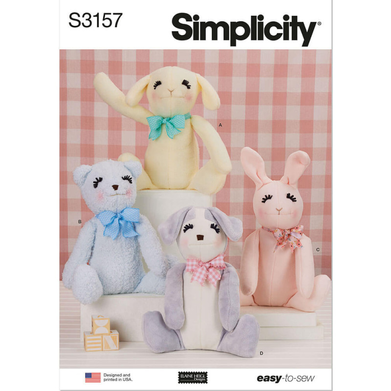 Siddende bamse Simplicity snitmønster S3157 os