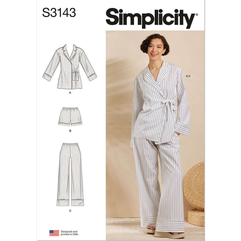 Pyjamas Simplicity snitmønster S3143 A