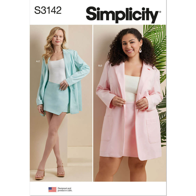 Habitjakke og shorts også plusmode Simplicity snitmønster S3142