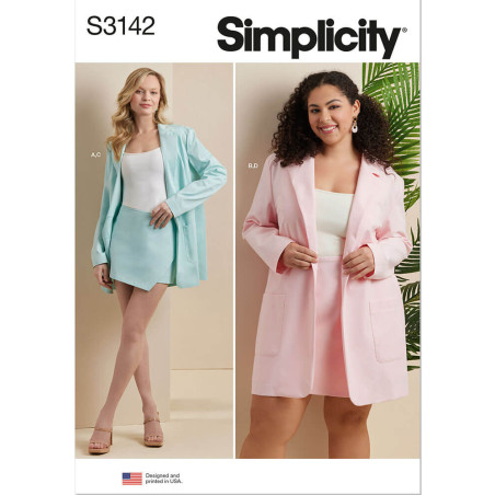 Habitjakke og shorts også plusmode Simplicity snitmønster S3142