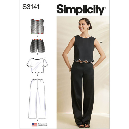 Bluse top og lange bukser Simplicity snitmønster S3141