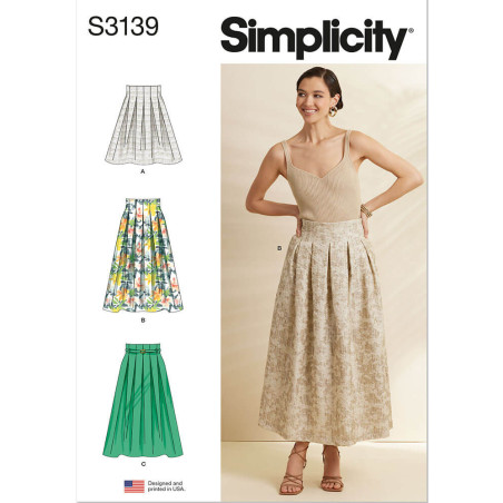 Nederdel med læg Simplicity snitmønster S3139