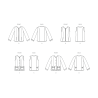 Teknisk stregtegning af New Look N6812 – viser alle modelvarianter af jakke og vest.