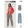 New Look N6817 snitmønster – forside med modelbillede af vest, jakke og bukser med draperet forstykke.