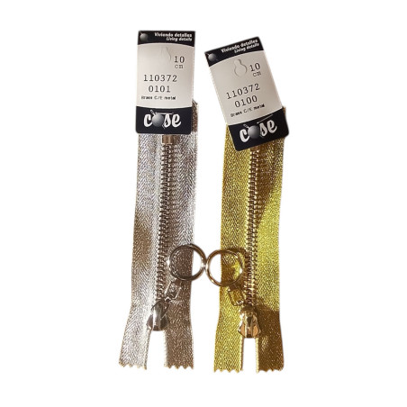 6 mm lynlås med bånd og metaltænder i guld eller sølv – ikke-delbar i flere længder