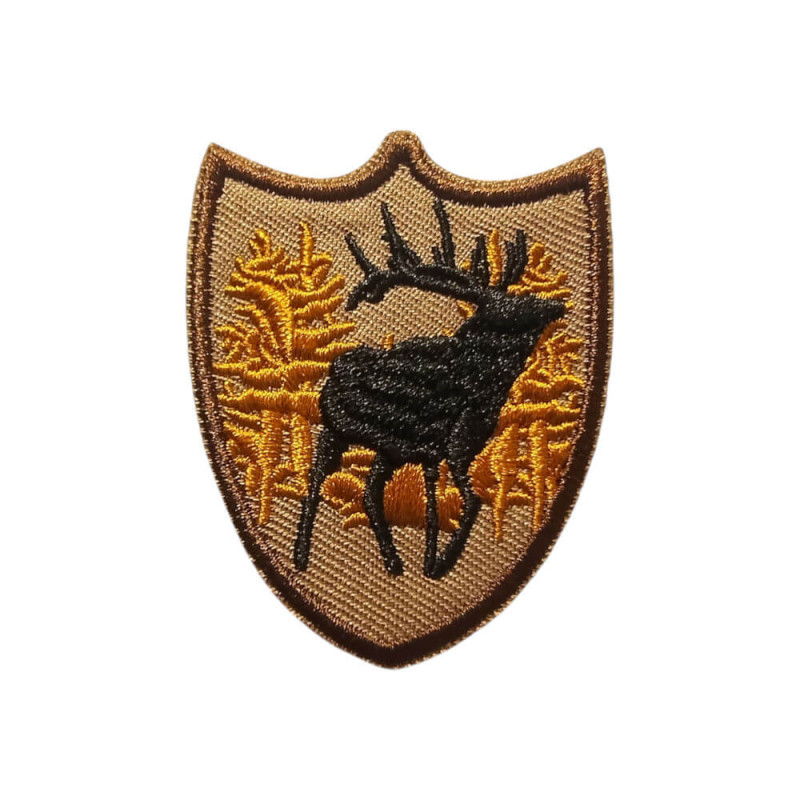 Broderet kronhjort – Selvklæbende strygemærke til tøj