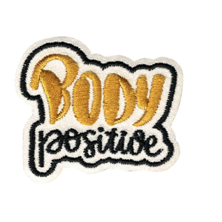 Body Positive broderet strygemærke med guldglimmer – selvklæbende og til strygning