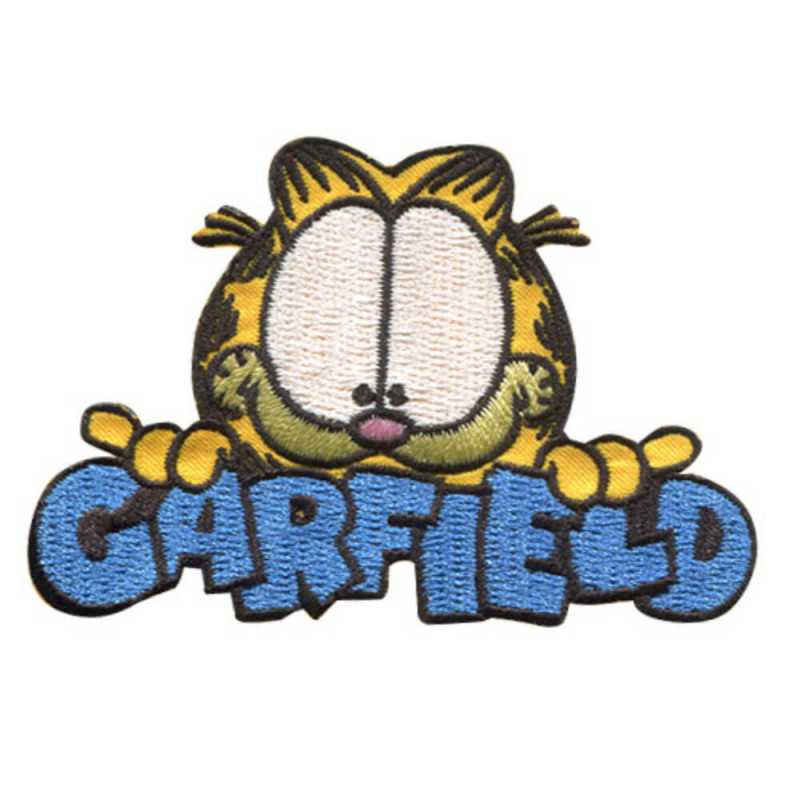 Garfield strygemærke stort Broderet Garfield mærke Garfield strygemærke 5,5x8 cm