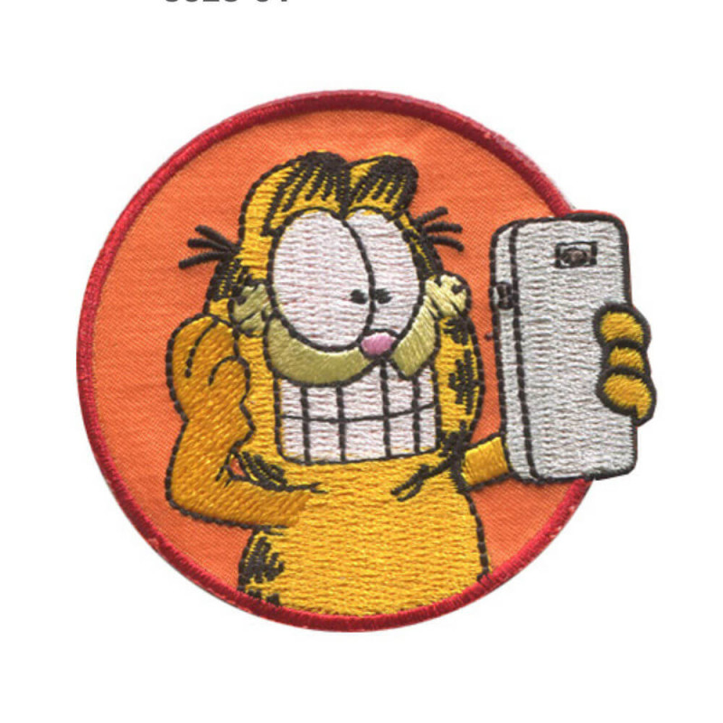 Rundt Garfield strygemærke Garfield strygemærke Ø 6,5 cm Broderet rundt mærke