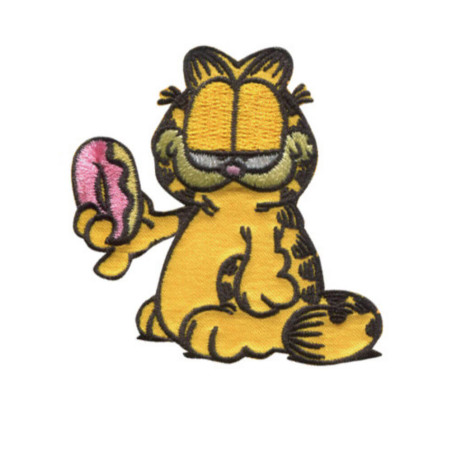 Garfield broderet strygemærke Garfield strygemærke 6x6 cm Strygemærke med Garfield
