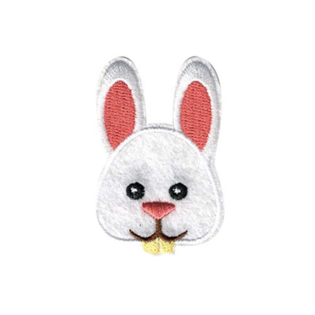Broderet kaninhoved strygemærke også selvklæbende