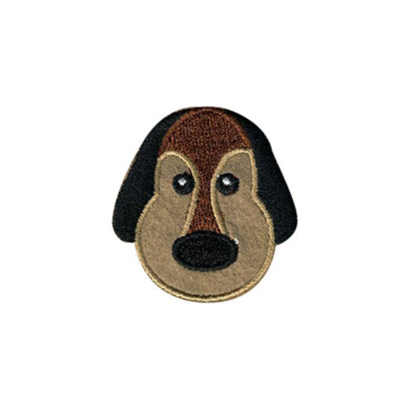 Broderet hundehoved strygemærke og selvklæbende