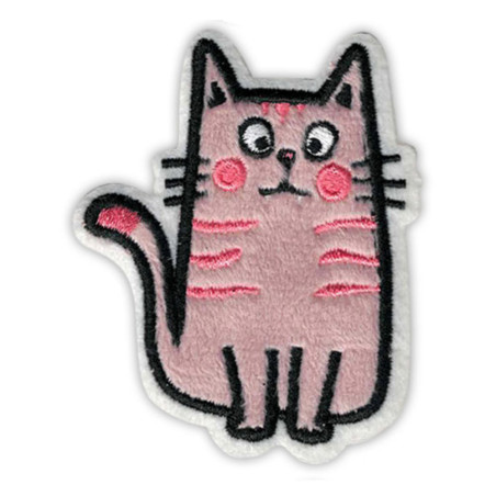 rosa stribet kat strygemærke og selvklæbende