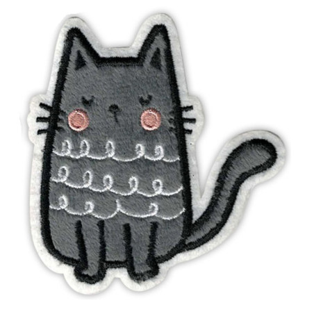Selvklæbende strygemærke Mørkegrå kat med mønster