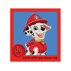 Printet Paw Patrol strygemærke til tøj - Marshall firkantet 6,5 x 6 cm
