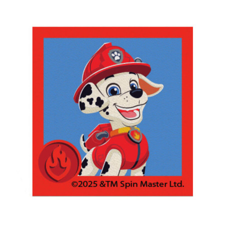 Printet Paw Patrol strygemærke til tøj - Marshall firkantet 6,5 x 6 cm