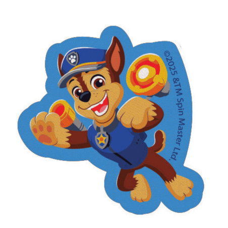 Printet Paw Patrol strygemærke til tøj - Chase figurskåret 8 x 6,5 cm