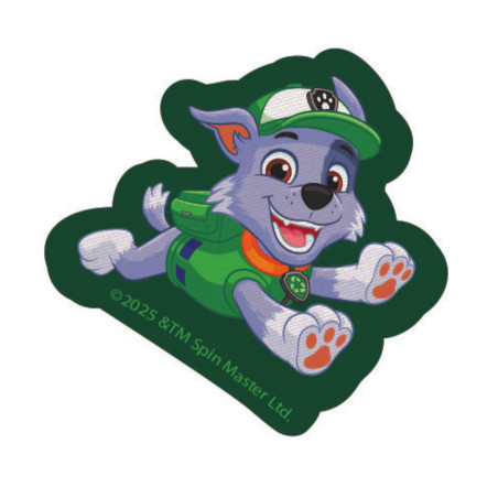 Printet Paw Patrol strygemærke til tøj - Rocky figurskåret 6 x 6 cm