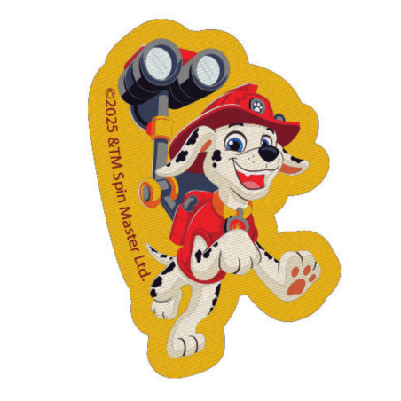 Printet Paw Patrol strygemærke til tøj - Marshall figurskåret 7,5 x 5 cm