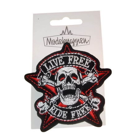 Dødningehoved Sølvfarvet 8x7 cm strygemærke