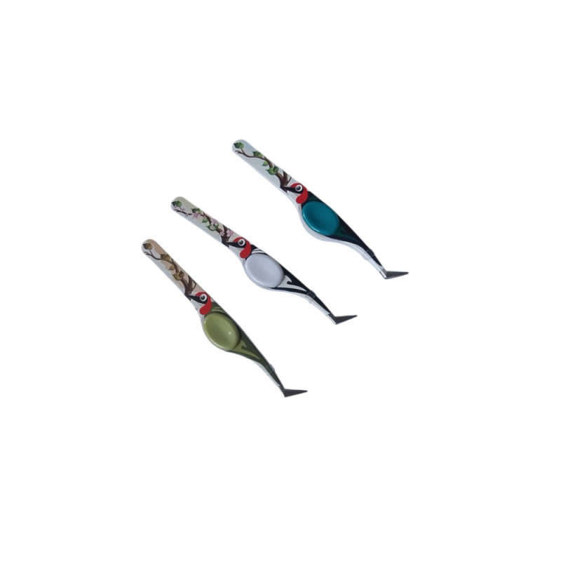 Pincet med spætte 12 cm i hvid blå og grøn – præcisionspincet til syning