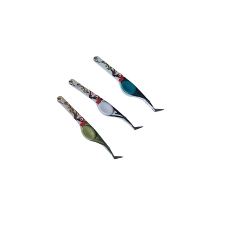 Pincet med spætte 12 cm i hvid blå og grøn – præcisionspincet til syning