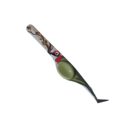 Grøn pincet med spætte design 12 cm – pincet til håndarbejde