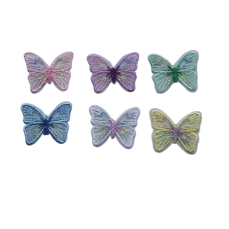 Sommerfugl symærker 4x3,5 cm i flere farver til at sy på tøj