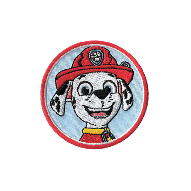 Rundt broderet Marshall Paw Patrol strygemærke Ø 6,5 cm til tøj