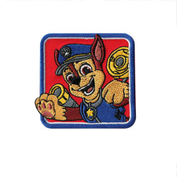 Broderet Chase Paw Patrol strygemærke 6x6,5 cm til tøj og tasker