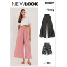 New Look N6827 snitmønster – vide rosa hørbukser med bred elastiklinning og sidelommer