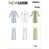 New Look N6823 snitmønster – foret frakke med rund hals og blondekant samt stropkjoler i tre farver